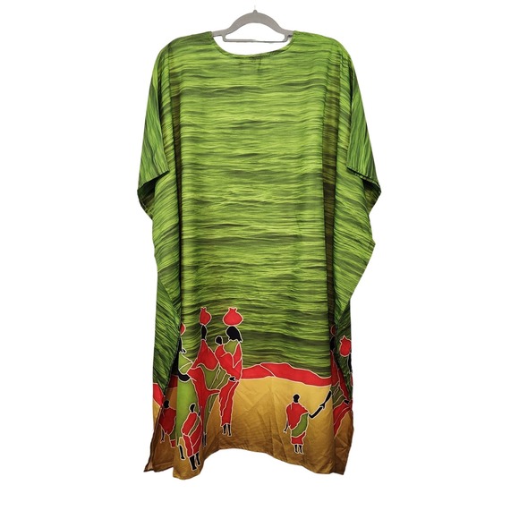 ASHRO Rudo Green African Colorful Knee Length Caftan Women's One Size - Picture 8 of 8